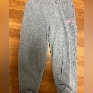 Nike Kids Gray and Pink Logo Sweatpants